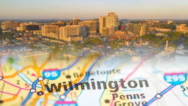 Map showing Wiswall Insurance at 1035 North Lincoln Street in Wilmington Delaware